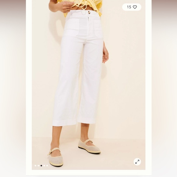 Anthropolgie Wide Leg Cropped Colette Pants: Embroidered Edition with strawberry - Picture 2 of 5